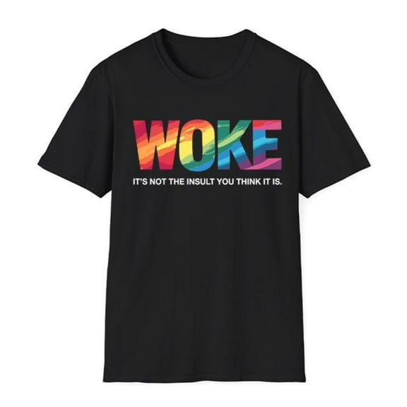 Social - Culture Graphic Tee, Tops Has "WOKE..." Text, Round Neck Regular Fit T - shirts, Size(S - 5XL)