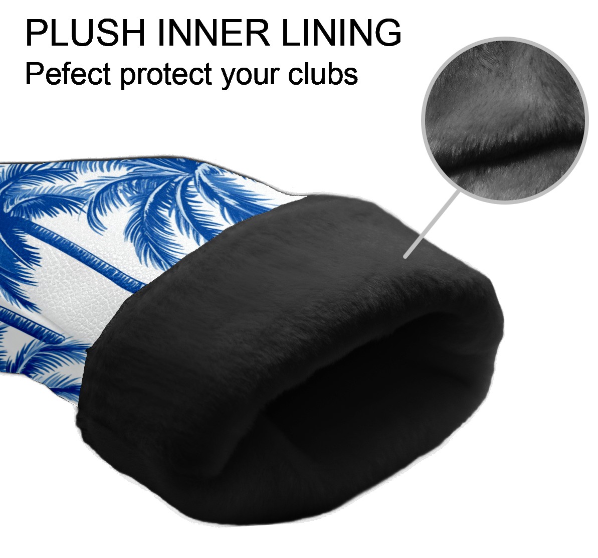 Golf Club Covers PU Leather Waterproof Head Covers for Fairway Woods Hybrids Blue Palm Tree