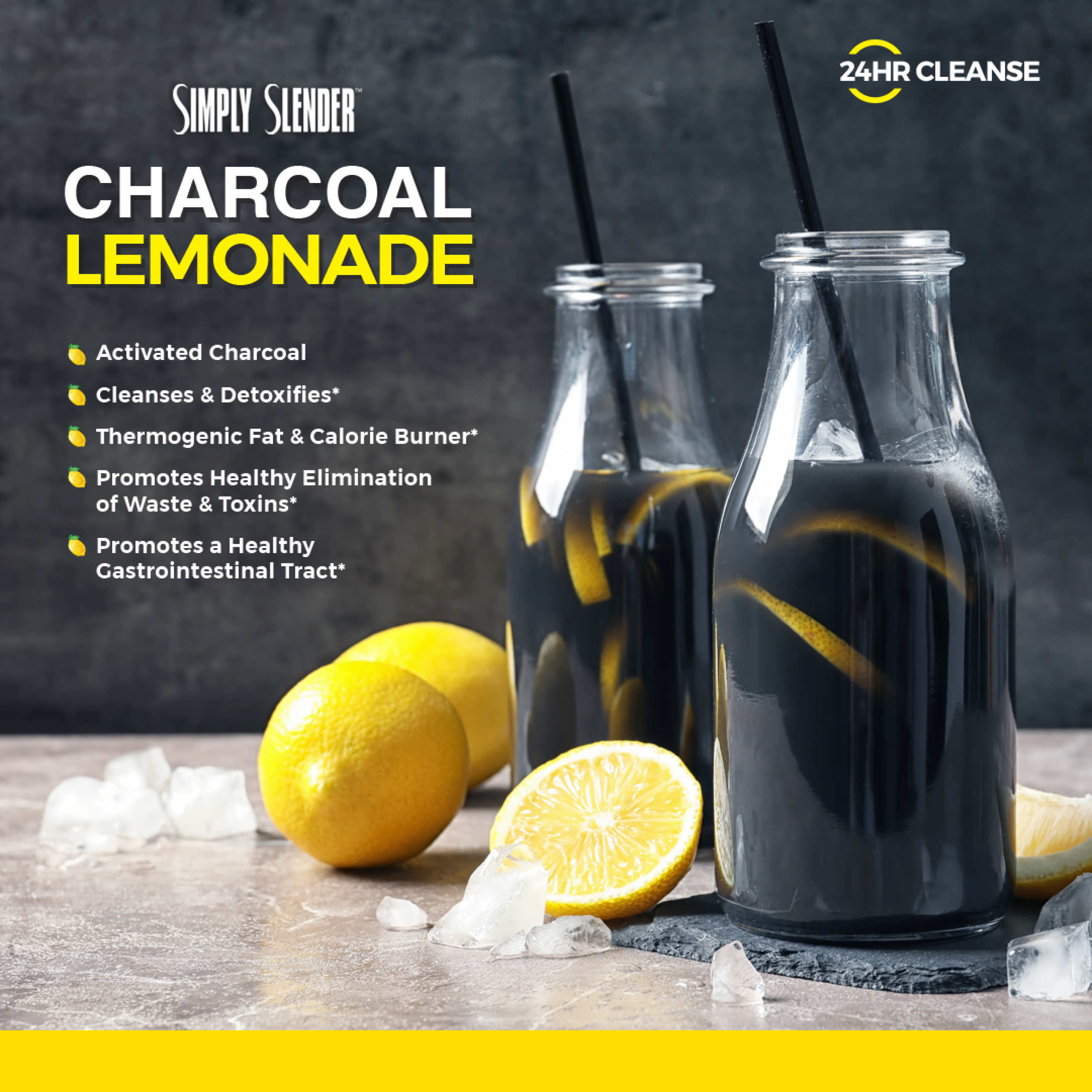 Simply Slender Detox Cleanse Same Day 12 Oz Charcoal Lemonade Walmart Com Walmart Com