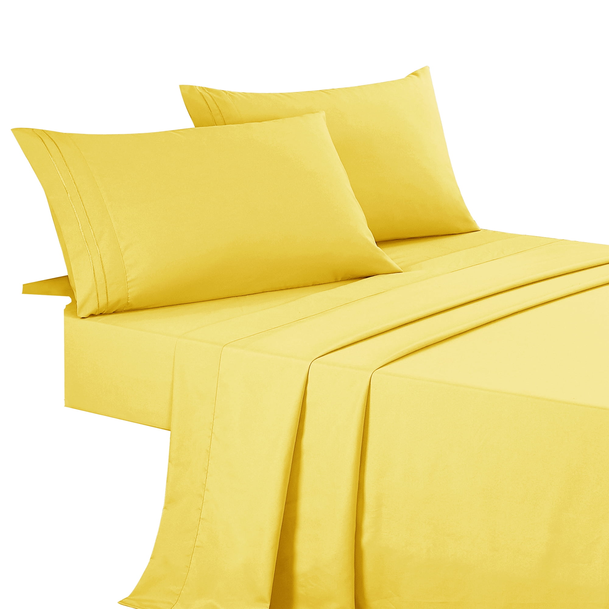 4-Piece Set Bed Sheets, Bedding with Fitted Sheet, Flat Sheet & Pillowcases
