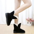 thumbnail image 4 of Botines de nieve planos con lazo para mujer, cálidos, de piel, con punta redonda, antideslizantes, bajos, de invierno, 4 of 4