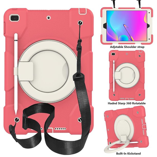 Funda para iPad Air de 10,2 pulgadas (2019/2020) con correa para el hombro, soporte de anilla grande, portalápices, protección contra caídas, duradera.