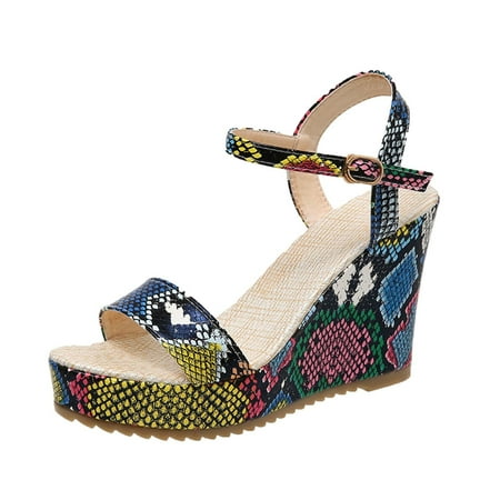 

KBKYBUYZ Women s Fish Mouth Wedges Shoes Wedge Heel Buckle High Heels Luxury Sandals