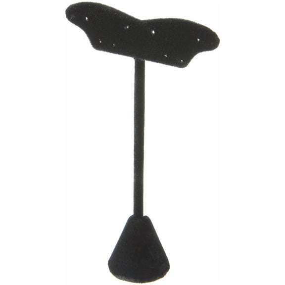 Plymor Black Velvet Fish Tail Style, Five Pair Earring Display Stand, 3.125" W x 1.25" D x 5.5" H