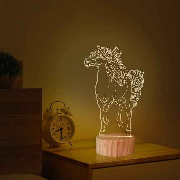 Lampe de chevet 3D LED Cheval