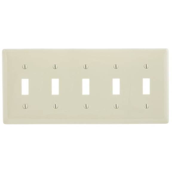 Hubbell NP5LA Lt Almond Unbreakable 5-Gang Switch Cover Wallplate Switchplate