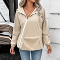 thumbnail image 2 of purcolt Women's Rain Jackets Diagonal Zip Long Sleeve Pullover Windbreaker Waterproof Hooded Jackets Casual Lightweight Oversized Travel Hiking with Kangaroo Pocket, 2 of 9