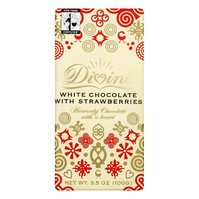 Divine Chocolate White Chocolate Bar with Strawberry, 3.5 OZ (Pack of 10) by