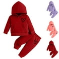 thumbnail image 4 of Odeerbi Infant Girls Fall Winter Outfits Cotton Sweatsuits Cute Tracksuit Fashion Casual Printed Long Sleeve Hoodies Sweatpants Set Infant Clothes Purple, 4 of 4