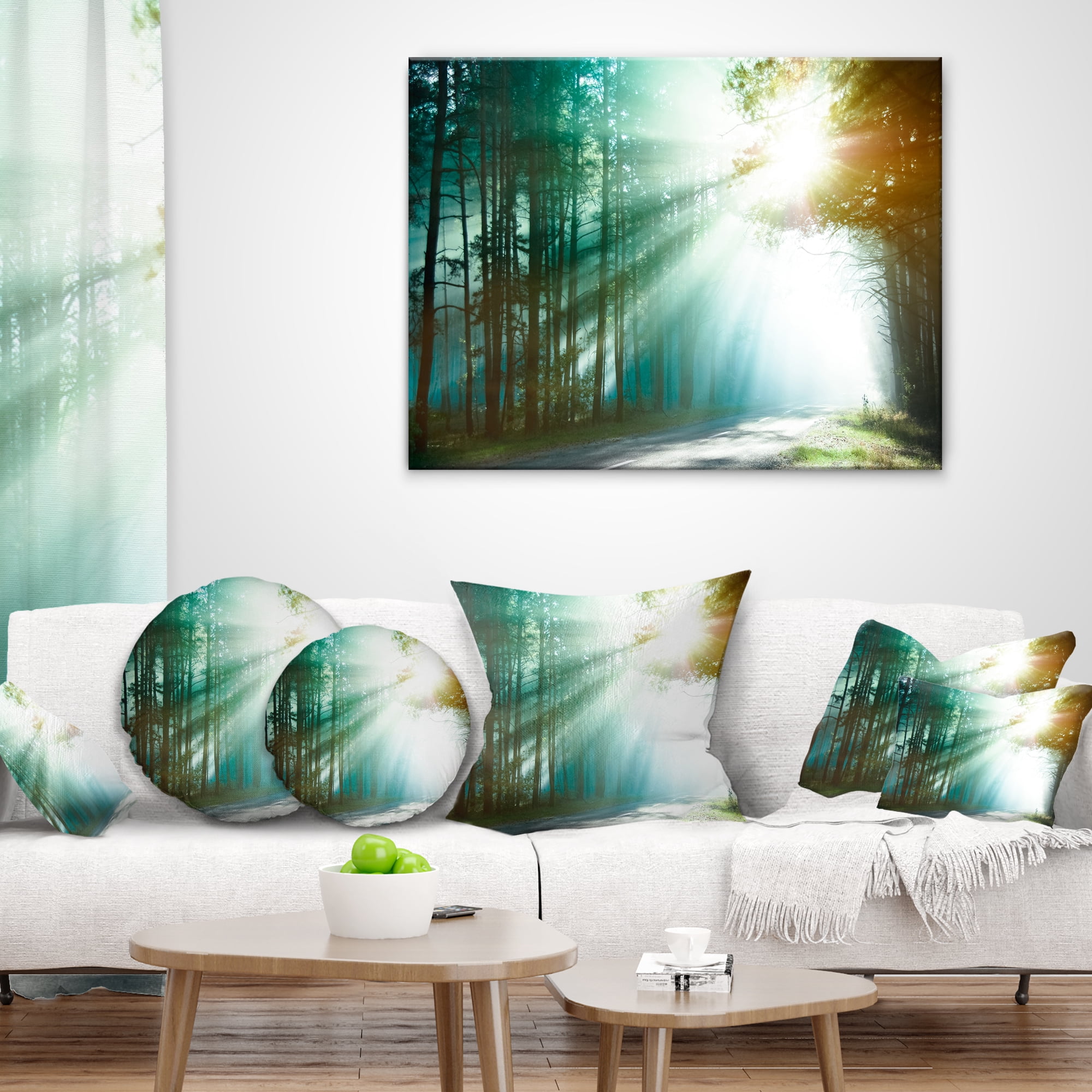 Designart Magic Blue Forest - Landscape Photography Throw Pillow - 12x20