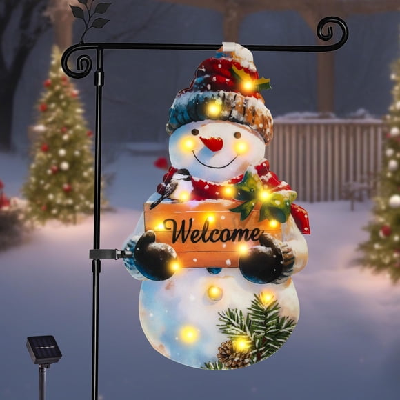 Bandera de Navidad para jardín, amadecohome, iluminada con luz solar LED de 30 x 45 cm