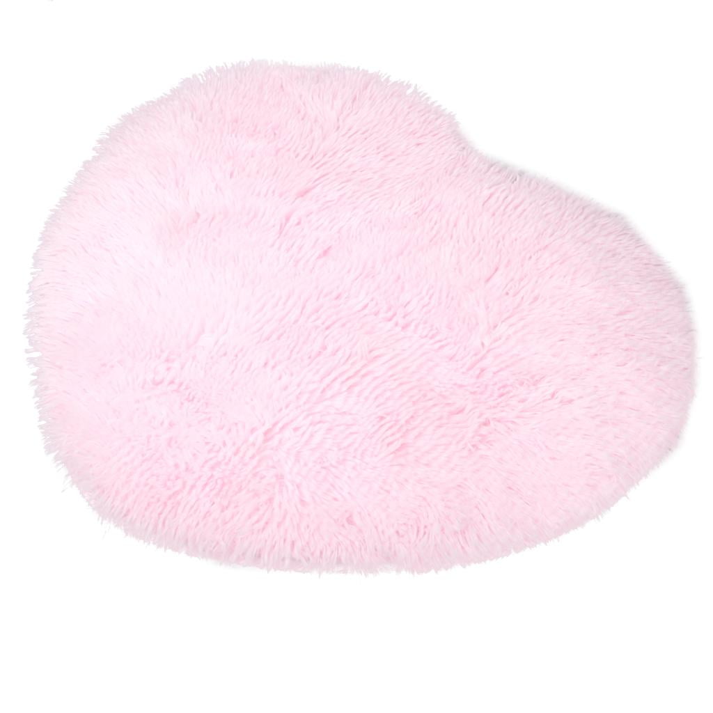 Pink Heart  Bedroom Rug Carpet Floor Faux Fur Mat Doormat 60cm x 70cm 