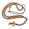 thumbnail image 1 of Elegant Christian Wood Beads Rosary Necklace with Crosses Pendant Adjustable Length Neckpiece for Spiritual Guidance, 1 of 4