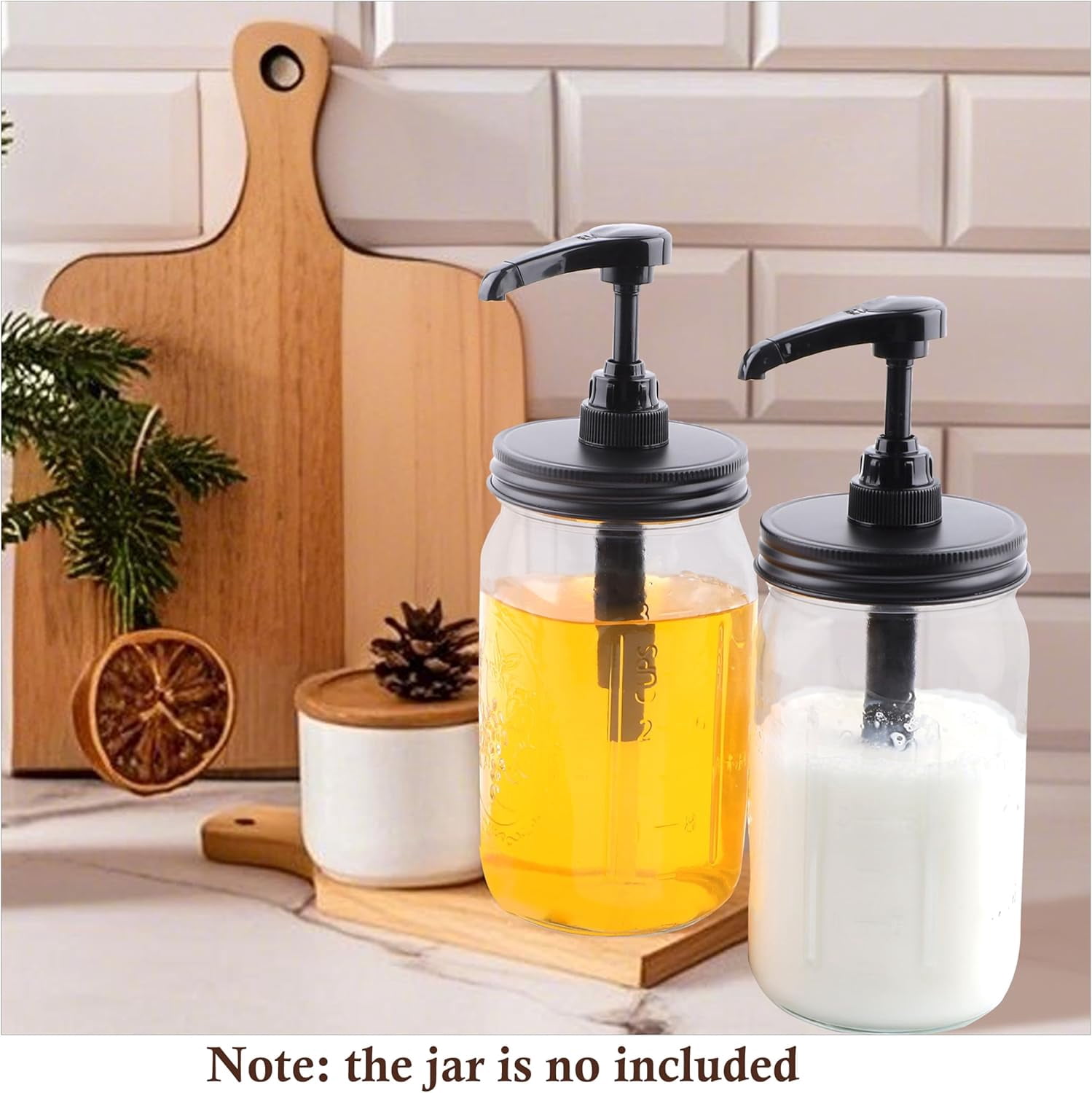 Mason Jar Syrup Dispenser Pump Lids Mason Jar Pump Lid Wide Mouth Airtight & Leak-Proof Coffee Bar Syrup Dispenser Pump Food Grade Honey Sauce Pump for Wide Mouth Mason Jar 4 Packs (Jar Not Included)