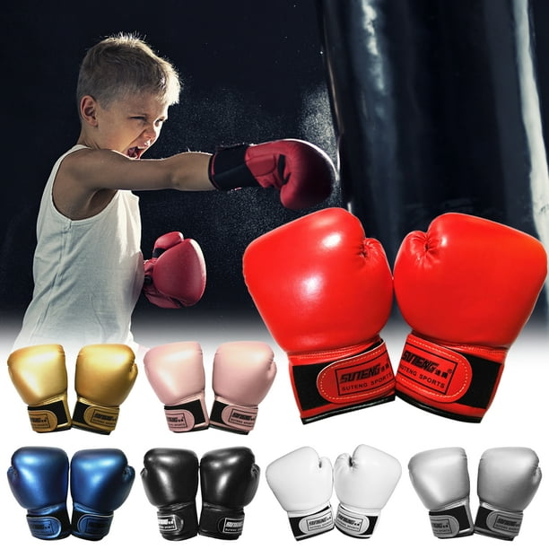 Gants de boxe pour enfants Kick Boxing Muay Thai Punching Training Bag Gants  Outdoor Sports Mittens Boxing Practice Equipment for Punch Bag Sack Boxing  Pads for Child Age 3-10 Ans 