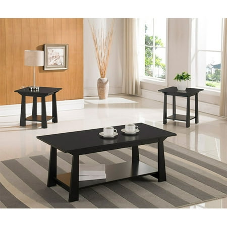 4 Piece Occasional Table - K&B Furniture Black Wood 3 Piece Occasional Table Set