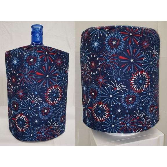 Americana Water Bottle Cover by Penny's Needful Things (3 Gallon Cover)(Top Spout) (Fireworks)