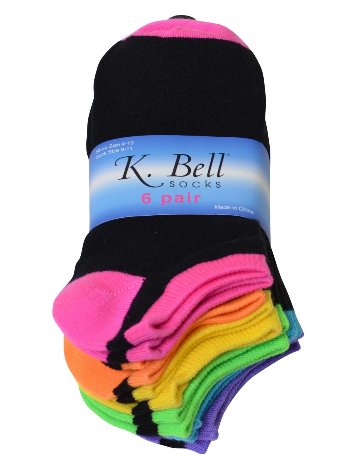 Bell Womens 6 Pair Pack No Show Socks K