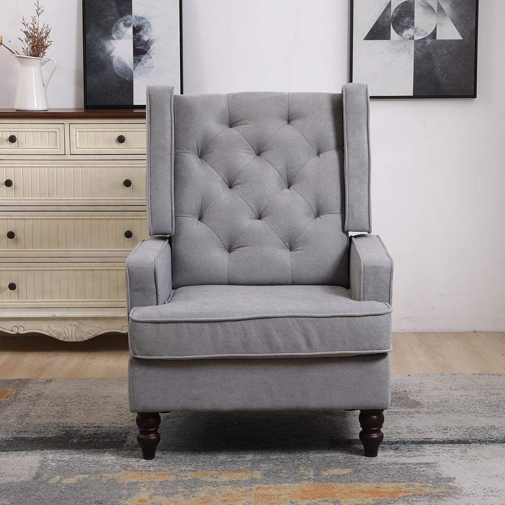 Kepooman Tufted Upholstered Wingback Accent Chair Rocker w/Wood Frame, Gray Kepooman Tufted Upholstered Wingback Accent Chair Rocker w/Wood Frame, Gray