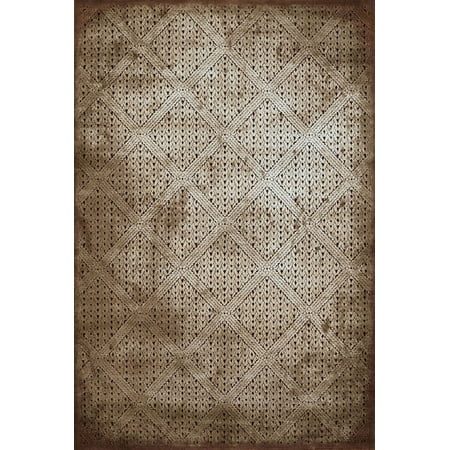 Brown Area Rug Weathered Treasures Area Rugs - 1800-40552 Contemporary Lt. Brown Diamond Dots Lines Rows Rug ()