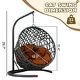 thumbnail image 3 of Noaman Cat Swing Bed with Stand & Cushion, 19.3in Hanging Egg Chair for Cats & Small Dogs, Rattan Wicker Design, Indoor/Outdoor Use, Brown, 3 of 17