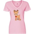thumbnail image 3 of Inktastic Cute Christmas Reindeer with Christmas Lights Women's V-Neck T-Shirt, 3 of 5