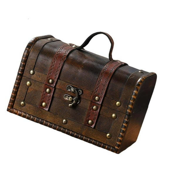 Fashionable European Handheld Sturdy Wood Suitcases Portable Storage Trunk Accessory for Trip and Home Organization