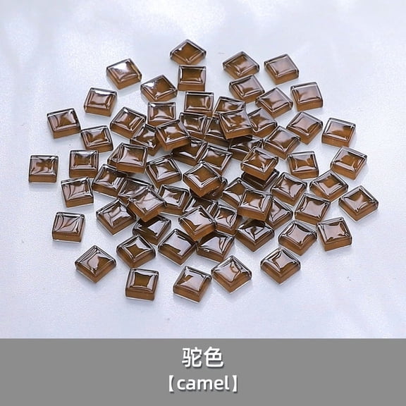 Zhuge 200 Pcs 1×1cm Square Laser-Cut Crystal Glass Mosaic Tiles, DIY Creative Art Craft Materials for Home Decor & Art Projects, Coffee