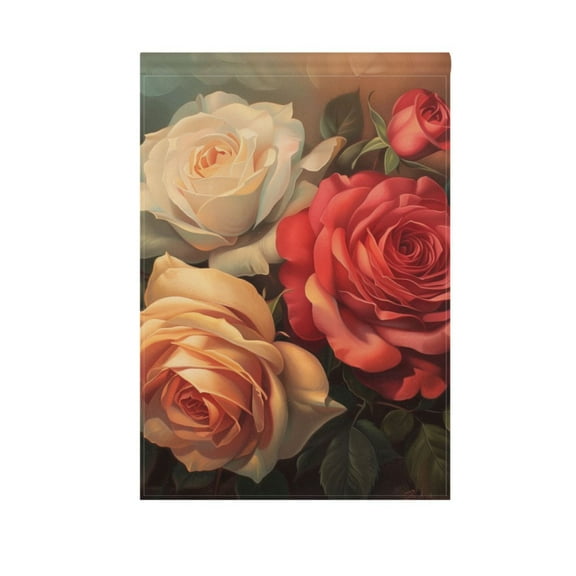 Red Pink Cream Rose Garden Flag 12X18 Double Sided Yard Flags for Outside Outdoor All Seasonal Decoration