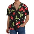 thumbnail image 1 of Fotbe Sweet Red Cherry Camisa Estampada de Manga Corta para Hombre, Casual de Verano, Estilo Playero, Sin Arrugas-X-Large, 1 of 5