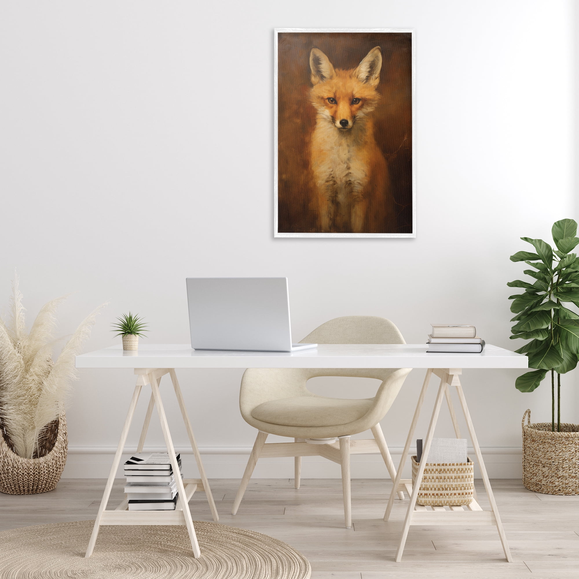 Stupell Industries Stoic Baby Fox Animals & Insects Painting White Framed Art Print Wall Art, 20 x 30