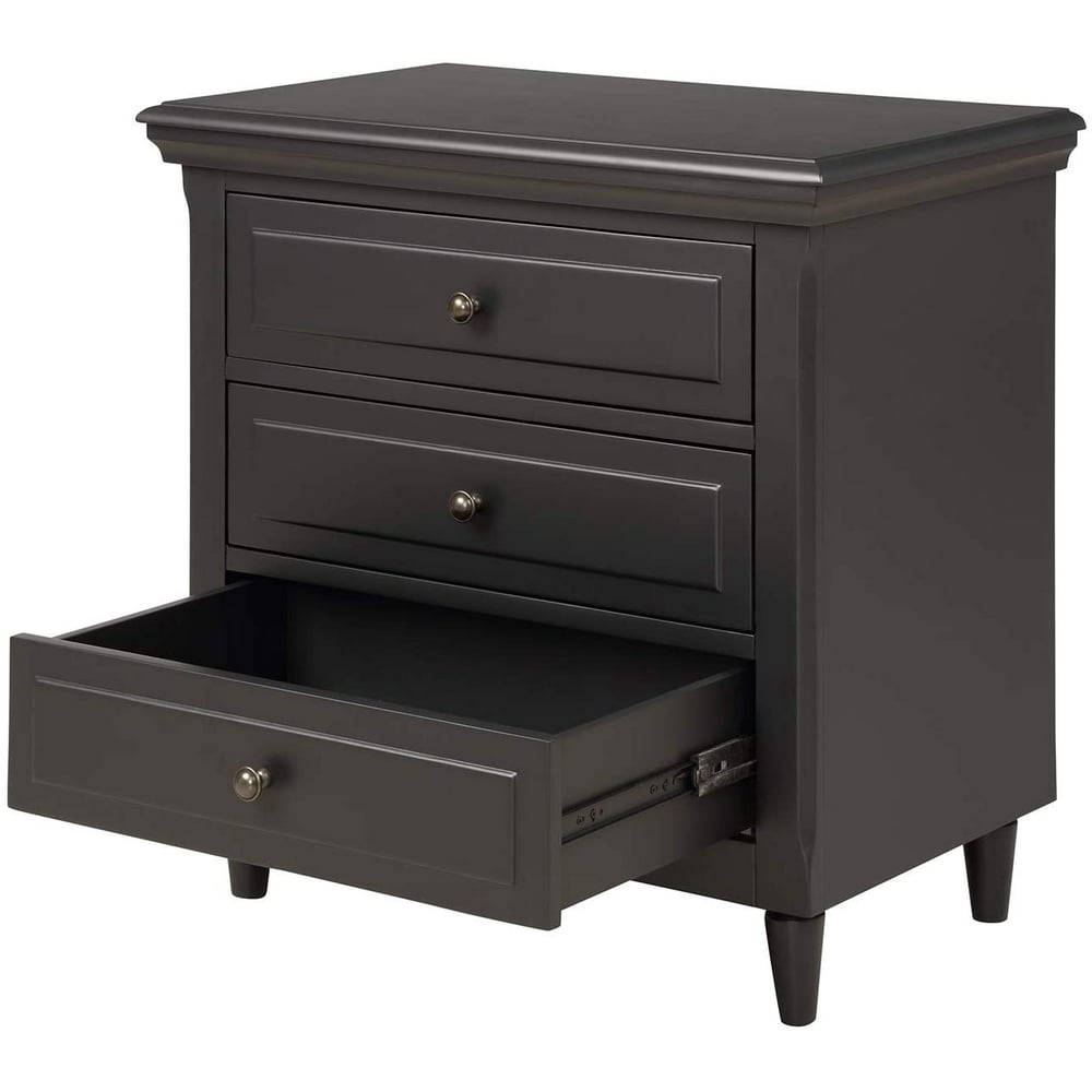 Peroptimist Black Dresser 3 Drawer,Wood Nightstand,Simple
