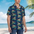 thumbnail image 2 of Lsque Skateboard Rides Cartoon Lobster pattern Hawaiian Shirt for Men, Unisex Summer Beach Casual Short Sleeve Button Down Shirts-X-Large, 2 of 9
