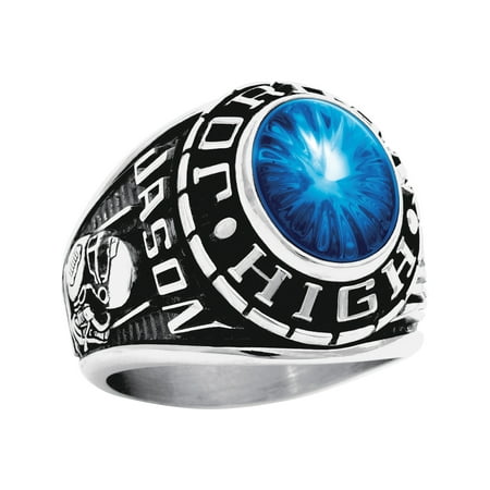 Personalized Men's Oval Class Ring available in Valadium Metals, Silver Plus and Yellow and White
