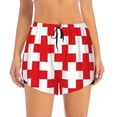 thumbnail image 3 of Uemuo Red Cross 1 Pattern Women's Athletic Shorts High Waisted Running Shorts with Liner Pockets Gym Elastic Workout Shorts-Medium, 3 of 9