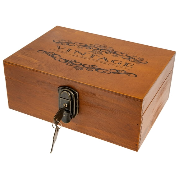 OULII  Retro Wooden Jewelry Box, Brown, Metal, for Jewelry Storage