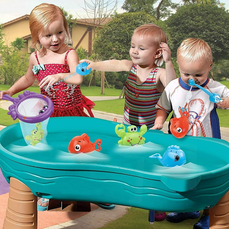  Bath Toys Fish Set, Fishing Game w/ Swimming Tortoise, Fishing  Pole & Net, Fish Game Bathtub Water Table Shower Pool Bathroom Toy for  Toddlers Baby Kids Infants Boys Girls : Toys