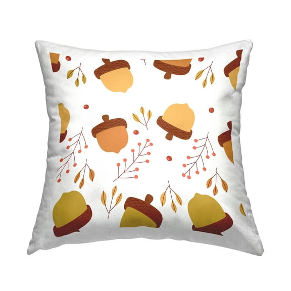 Stupell Industries Mixed Acorn Botanicals Fall Nature Leaves Design by Daphne Polselli Throw Pillow