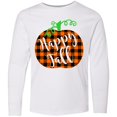 thumbnail image 3 of Inktastic Happy Fall Plaid Pumpkin Long Sleeve Youth T-Shirt, 3 of 5