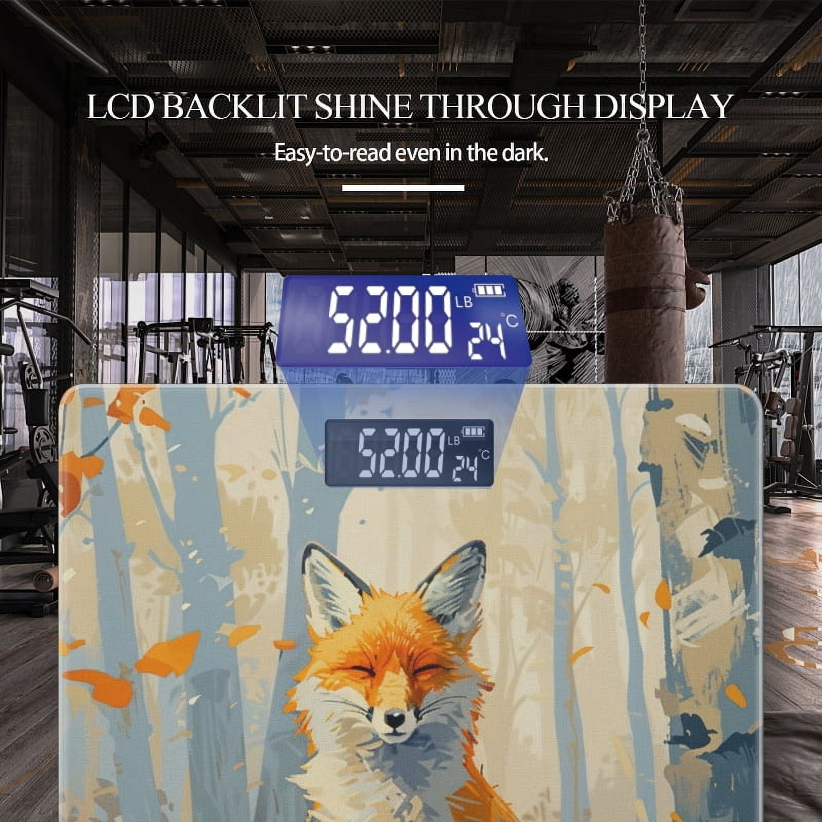 Bathroom Scale, Highly Accurate Digital Body Scale,Precisely Measures Weight up to 400 lbs-Cute Fox In The Forest Surrounded By Trees And Leaves