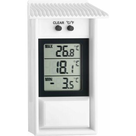 Termómetro digital Maxima-Minima, 30.1053, resistente a la intemperie, para uso en interiores o exteriores, blanco