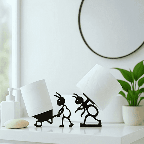 2pc Funny Ant Toilet Paper Holder Set | Quirky Bathroom Decor Gift Idea