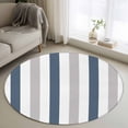 thumbnail image 2 of Blue Gray Striped Large Area Rugs for Bedroom Living Room, Soft Non Slip Carpet Bedside Rug, Farmhouse Stripe Art Round Floor Cover Kitchen Accent Rug 4' for Dining Room/Office, 2 of 9