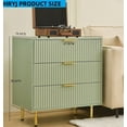 thumbnail image 3 of Sage Green 3 Drawer Night Stands Dresser Fluted Wide Nightstand Bedside Table for Bedroom, 3 of 6