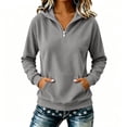 thumbnail image 5 of RongHuan Womens Quarter Zip Pullover Casual Long Sleeve Shirts Half Zip Sweatshirt Trendy Solid Corduroy Tops, 5 of 7