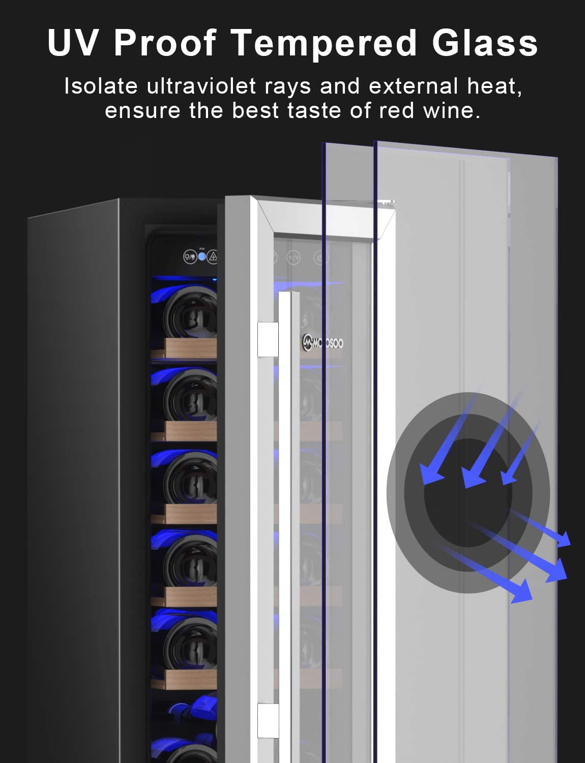 MOOSOO Wine Cooler Refrigerator 18 Bottles Single Zone MG18-C 