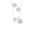 thumbnail image 2 of Delight Jewelry Silvertone Large April - Clear Crystal Heart Silver tone Snowflake Charm Necklace and Stud Earrings, 2 of 4