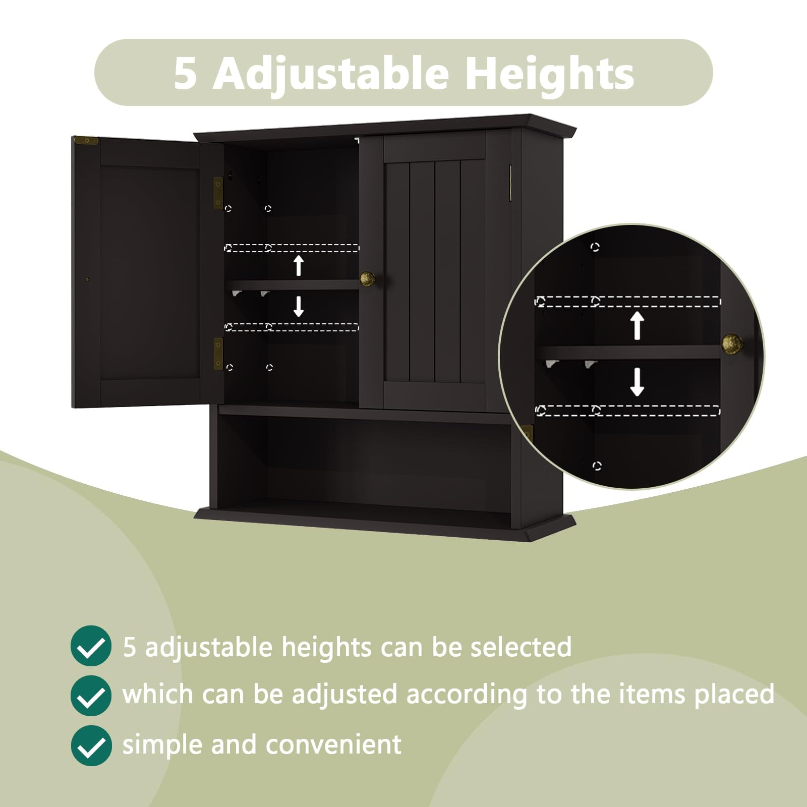 Algherohein Bathroom Medicine Cabinet with Shelf,Over the Toilet Storage Wall Cabinet,Brown Small