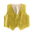 thumbnail image 4 of Kids Boys Shiny Sequins Vest V-Neck Yellow Vest Party for Girls and Boys Shiny Glitter Sleeveless Top 2T, 4 of 4
