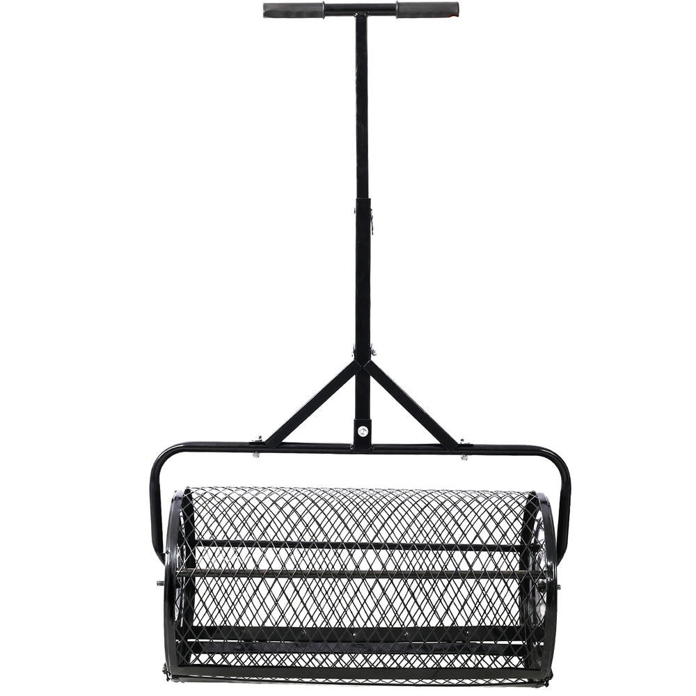 Barara King Peat Moss Spreader, Spreader for Lawn and Garden,Peat Moss Spreader 24inch,Compost Spreader Metal Mesh,Lawn and Garden Care Manure Spreaders Roller,heavy duty balck